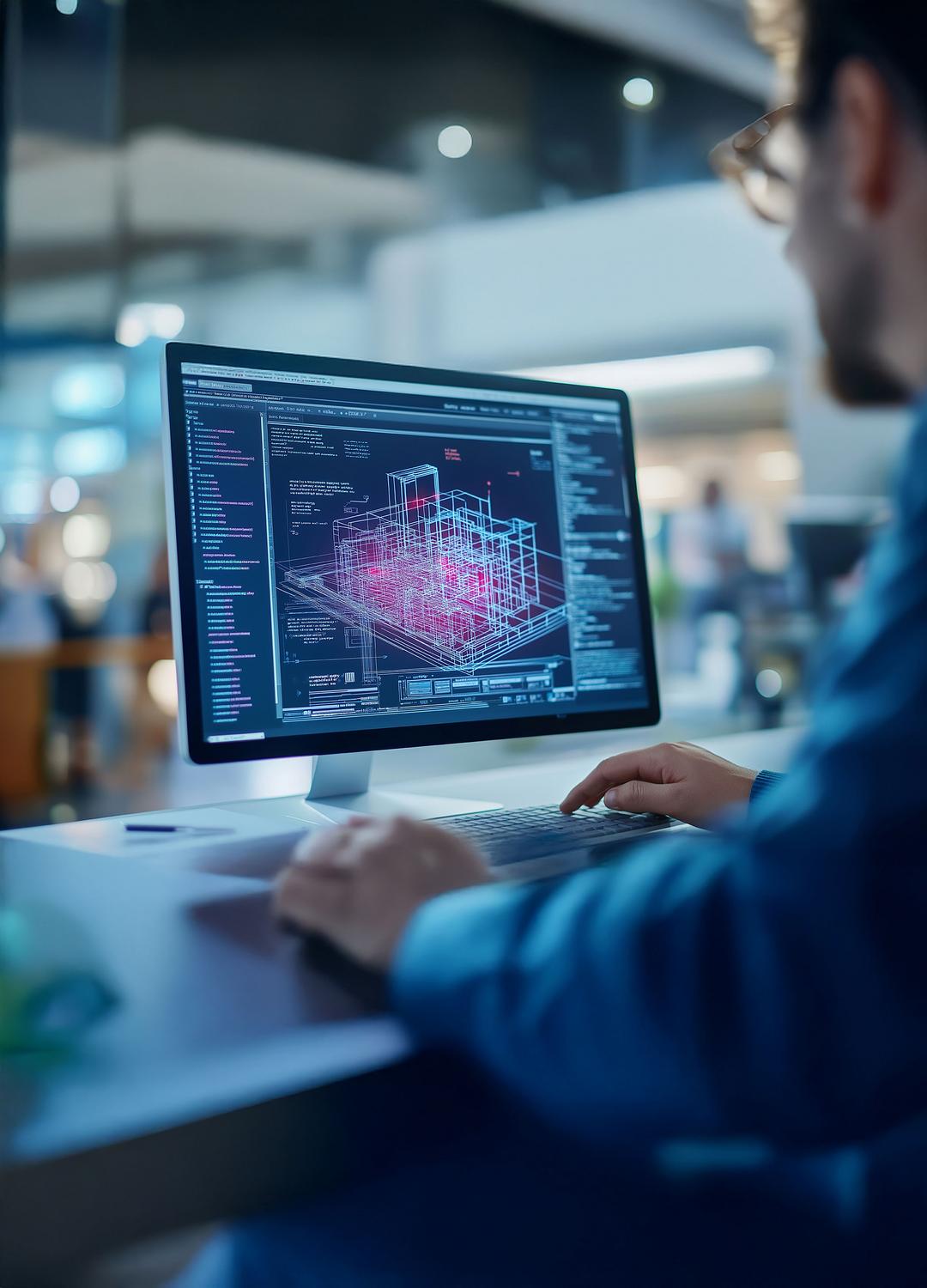 Computerbildschirm auf dem BIM-Daten eines Bauprojekts angezeigt werden