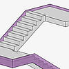 Rendering einer Treppe mit Zwischenpodest und umlaufender Dämmplatte