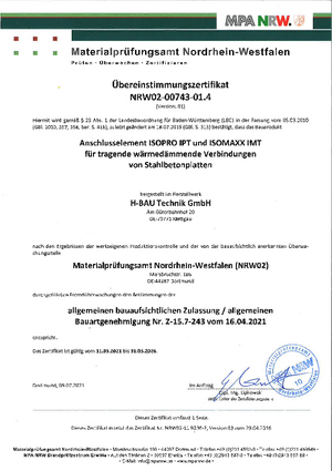 Zertifikat Übereinstimmung ISOPRO® IPT & ISOMAXX® IMT