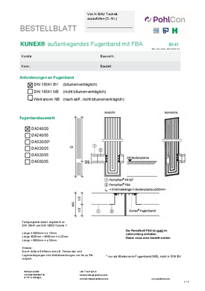 Bestellblatt KUNEX® außenliegendes Fugenband mit FBA (BK41)