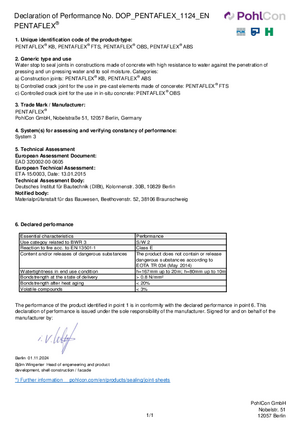 Declaration of Performance PENTAFLEX® 