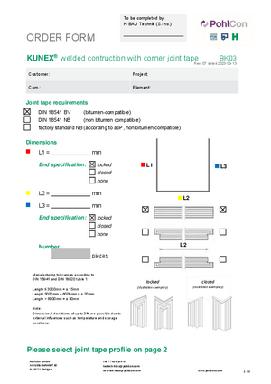 Order sheet KUNEX® Welded construction with corner U (BK03)