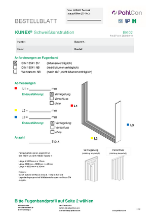 Bestellblatt KUNEX® Schweißkonstruktion U (BK02)