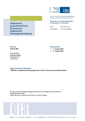 AbZ Z-21.4-161 Trapezblechbefestigungsschiene JTB