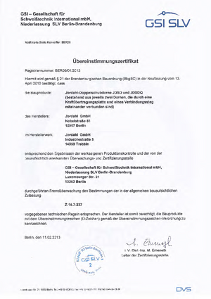 Übereinstimmungszertifikat JDSD/JDSDQ