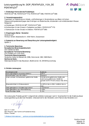 Leistungserklärung PENTAFLEX® 