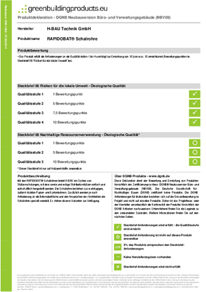 DGNB Produktdeklaration RAPIDOBAT® Schalrohre (NBV09)