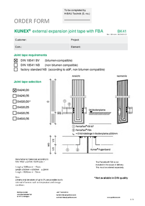 Order sheet KUNEX® external joint with FBA (BK41)