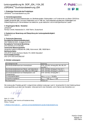 Leistungserklärung JDA