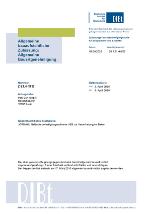 AbZ Z-21.4-1913 Geländerbefestigung JGB