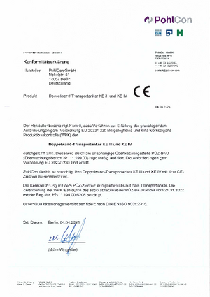 Konformitätserklärung Transportanker KE