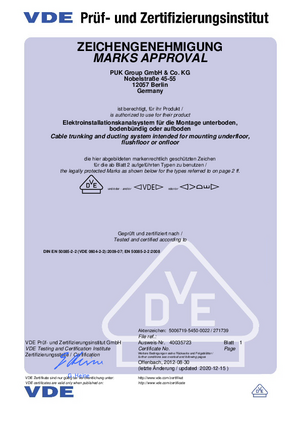 VDE Zertifikat 40035723 Edelstahleinheiten