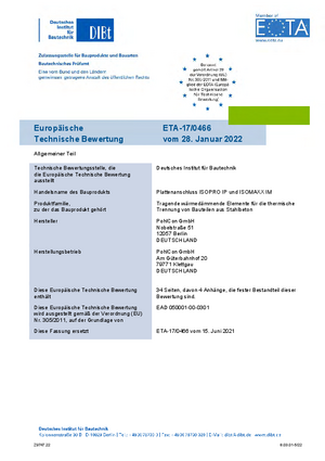 Europäische Technische Bewertung (ETA) ISOPRO® und ISOMAXX®