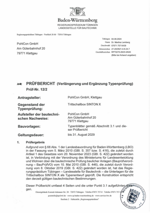 Typenprüfung SINTON® X