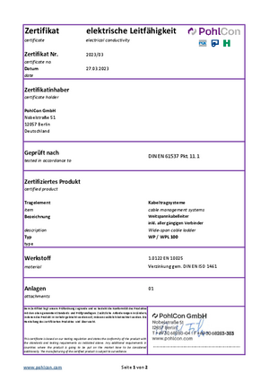 Electrical conductivity (WP/WPL 100)