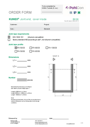 Order sheet KUNEX® Joint end, cover inside (BK06)